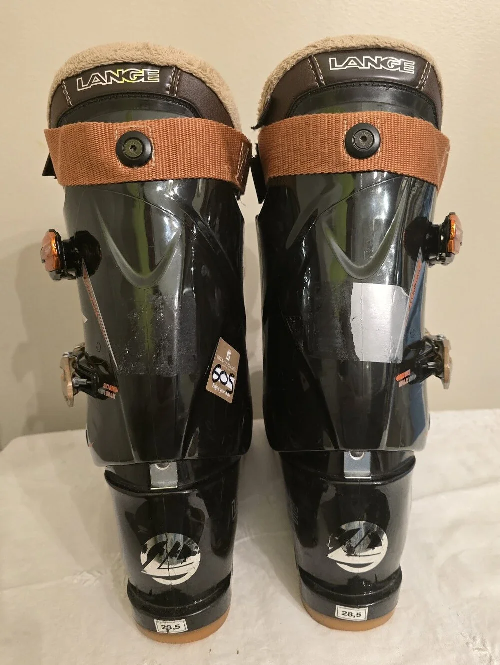 Lange Blaster Pro Men's Black and Orange Ski Boots Size 10.5 w/ Dakine Bag